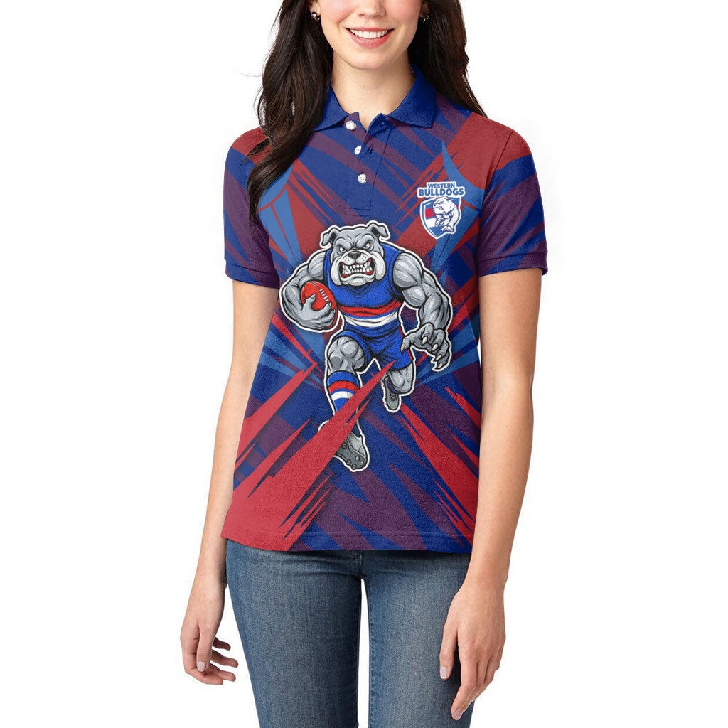 Western Bulldogs Australian Football Women Polo Shirt Aggressive Bulldog Mascot - Bold Team Colors