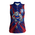 Western Bulldogs Australian Football Women Sleeveless Polo Shirt Aggressive Bulldog Mascot - Bold Team Colors