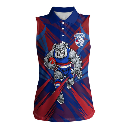 Western Bulldogs Australian Football Women Sleeveless Polo Shirt Aggressive Bulldog Mascot - Bold Team Colors