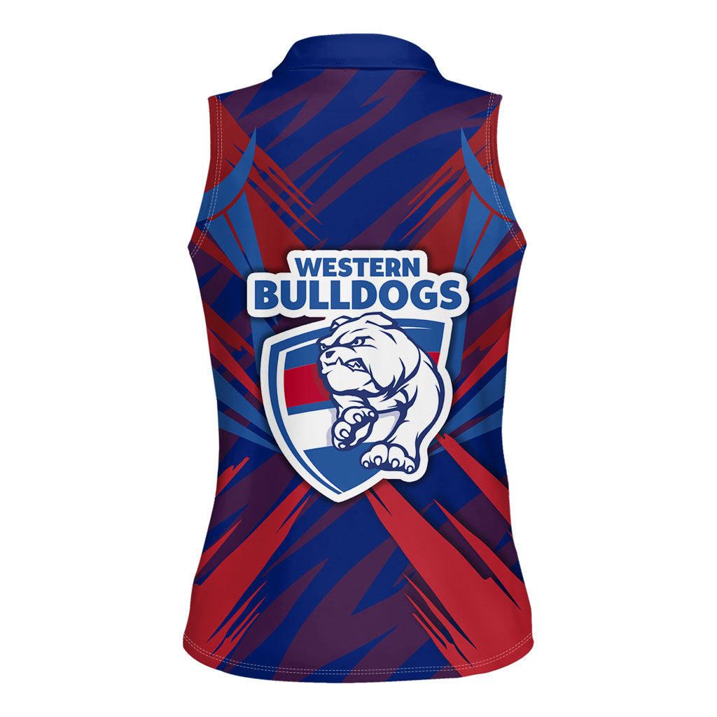 Western Bulldogs Australian Football Women Sleeveless Polo Shirt Aggressive Bulldog Mascot - Bold Team Colors
