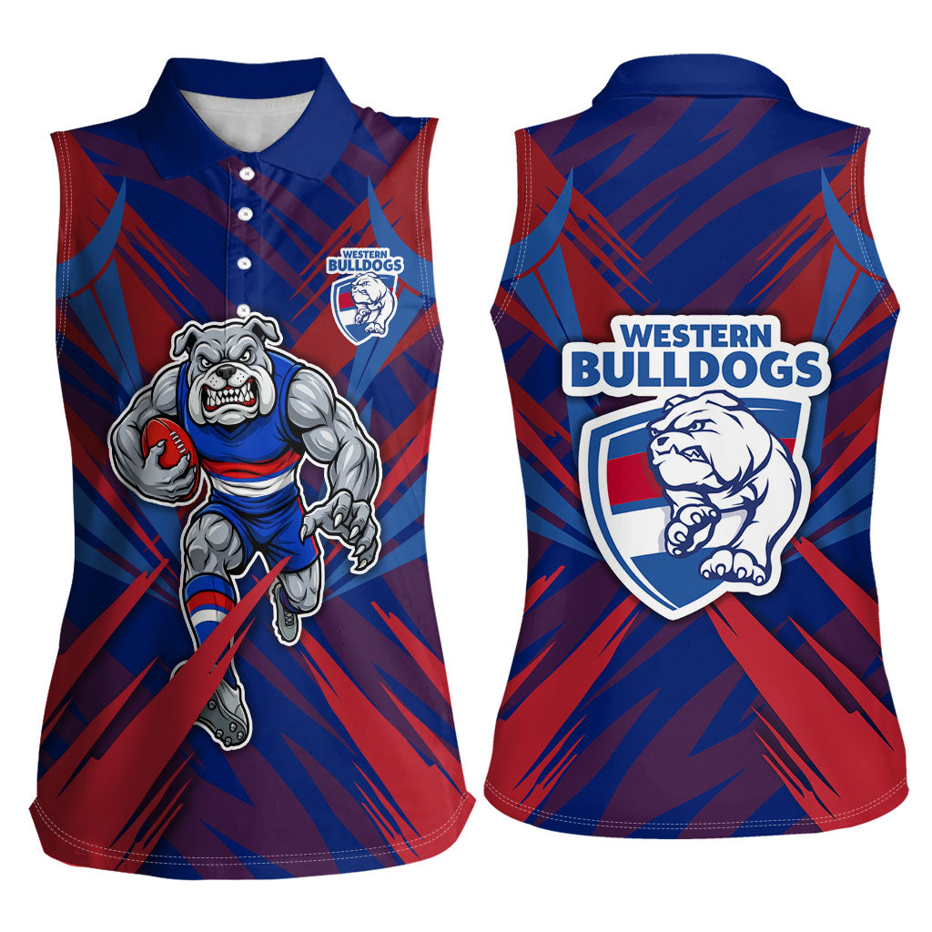 Western Bulldogs Australian Football Women Sleeveless Polo Shirt Aggressive Bulldog Mascot - Bold Team Colors