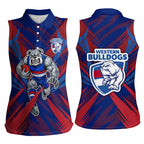 Western Bulldogs Australian Football Women Sleeveless Polo Shirt Aggressive Bulldog Mascot - Bold Team Colors