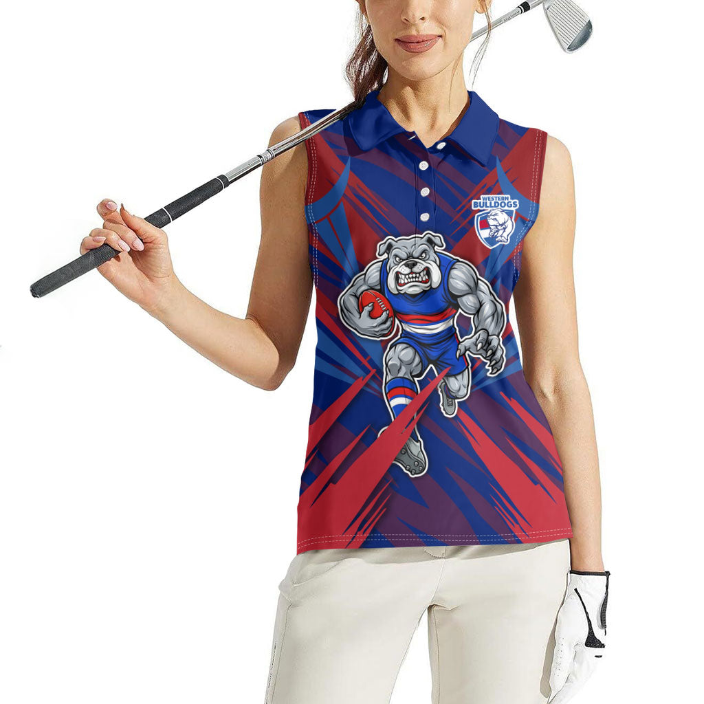 Western Bulldogs Australian Football Women Sleeveless Polo Shirt Aggressive Bulldog Mascot - Bold Team Colors