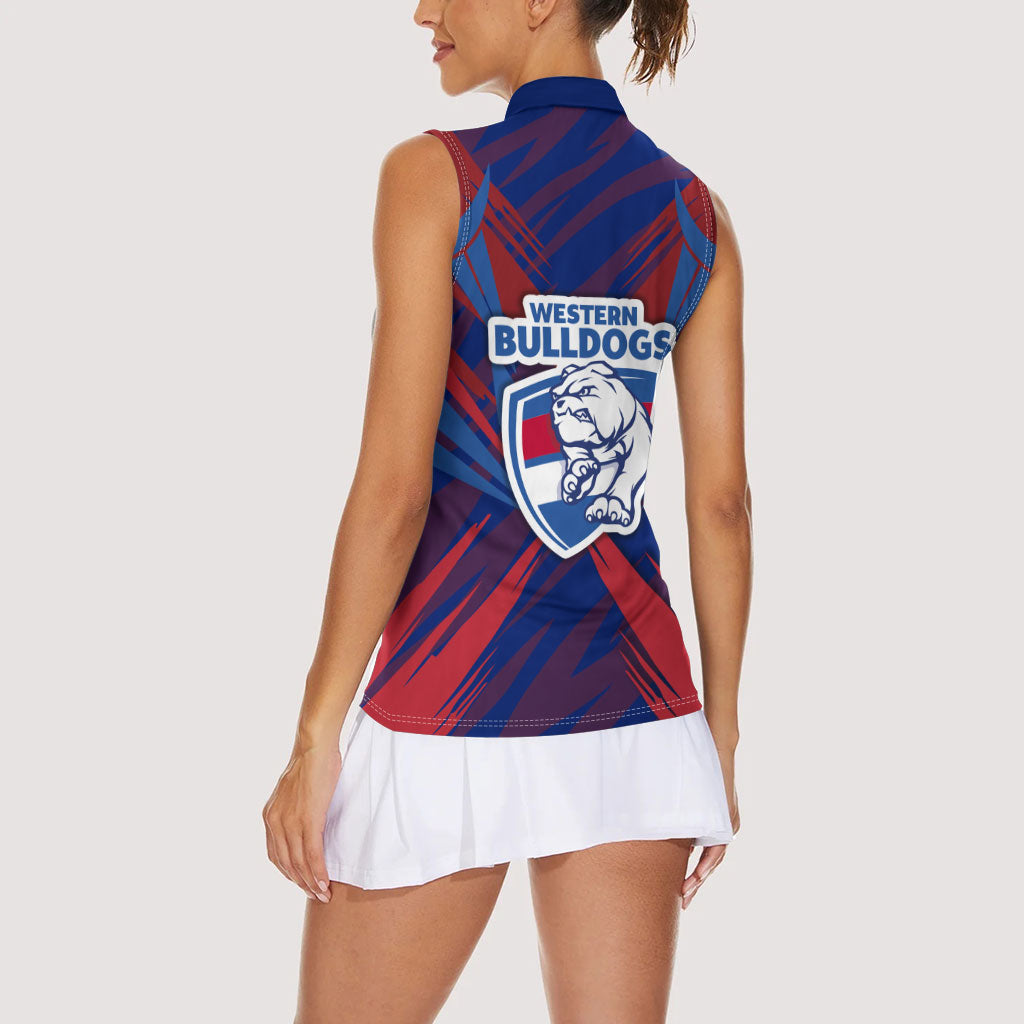 Western Bulldogs Australian Football Women Sleeveless Polo Shirt Aggressive Bulldog Mascot - Bold Team Colors