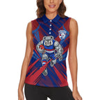 Western Bulldogs Australian Football Women Sleeveless Polo Shirt Aggressive Bulldog Mascot - Bold Team Colors