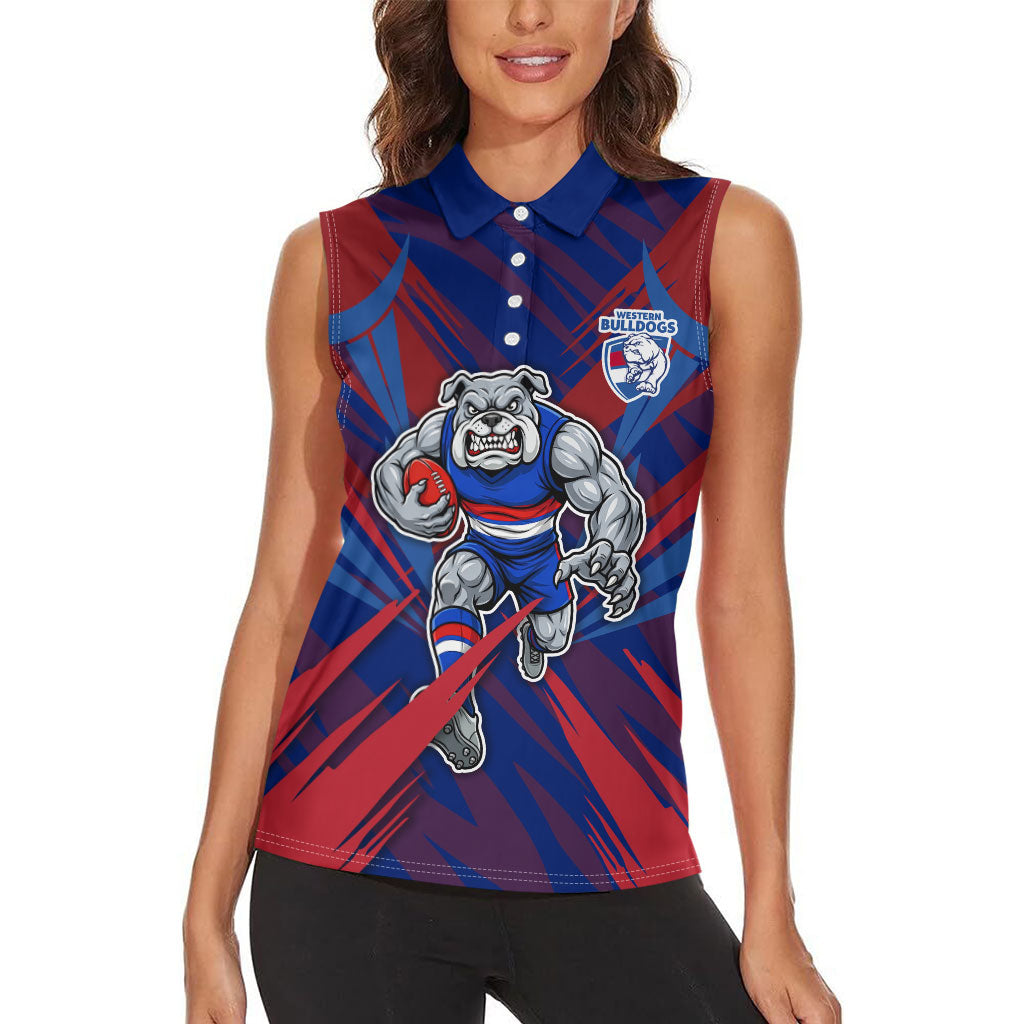 Western Bulldogs Australian Football Women Sleeveless Polo Shirt Aggressive Bulldog Mascot - Bold Team Colors