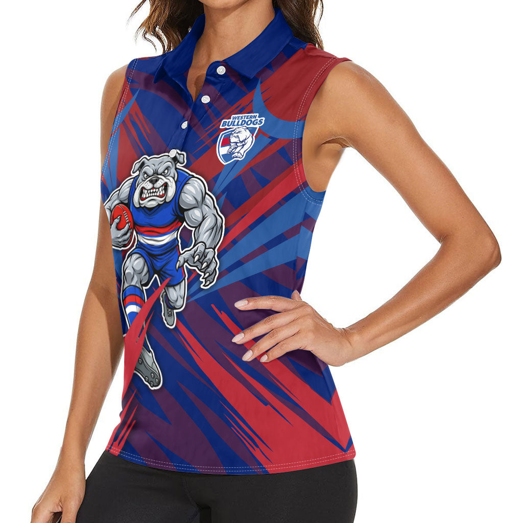 Western Bulldogs Australian Football Women Sleeveless Polo Shirt Aggressive Bulldog Mascot - Bold Team Colors