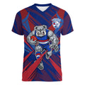 Western Bulldogs Australian Football Women V-Neck T-Shirt Aggressive Bulldog Mascot - Bold Team Colors