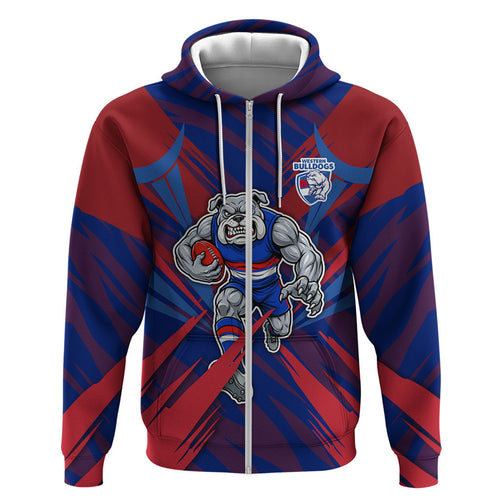 Western Bulldogs Australian Football Zip Hoodie Aggressive Bulldog Mascot - Bold Team Colors