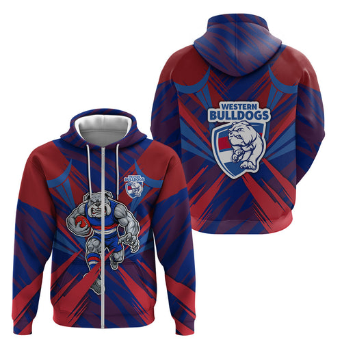 Western Bulldogs Australian Football Zip Hoodie Aggressive Bulldog Mascot - Bold Team Colors