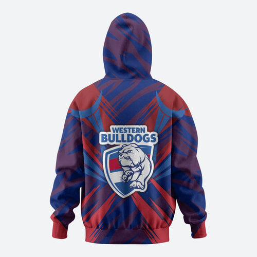 Western Bulldogs Australian Football Zip Hoodie Aggressive Bulldog Mascot - Bold Team Colors