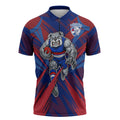 Western Bulldogs Australian Football Zipper Polo Shirt Aggressive Bulldog Mascot - Bold Team Colors