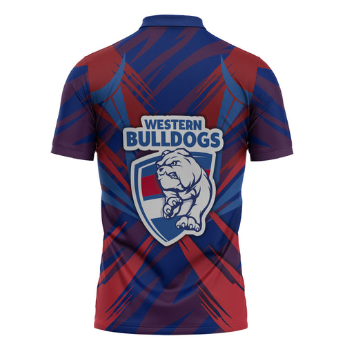 Western Bulldogs Australian Football Zipper Polo Shirt Aggressive Bulldog Mascot - Bold Team Colors