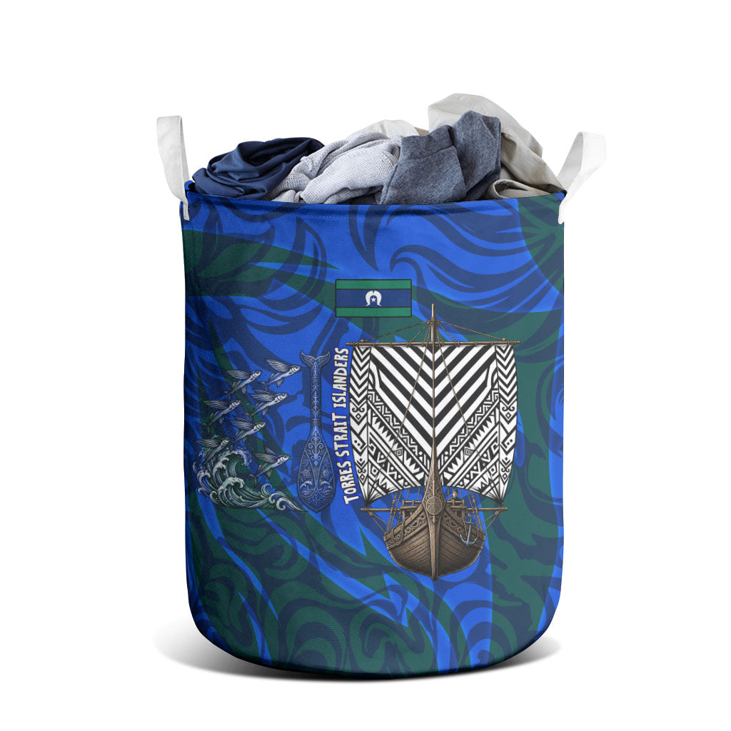 Torres Strait Islanders Forever Voyagers Laundry Basket Indigenous Australian Tribal Canoe Art
