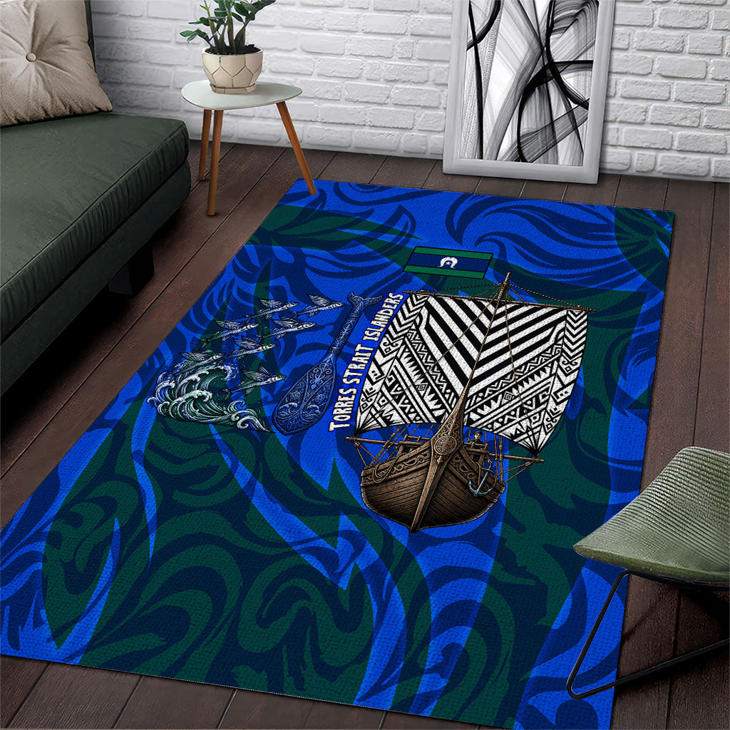 Torres Strait Islanders Forever Voyagers Area Rug Indigenous Australian Tribal Canoe Art