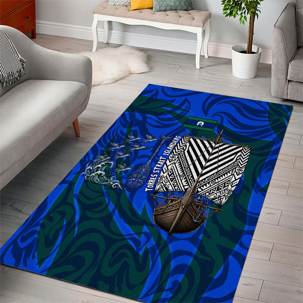 Torres Strait Islanders Forever Voyagers Area Rug Indigenous Australian Tribal Canoe Art