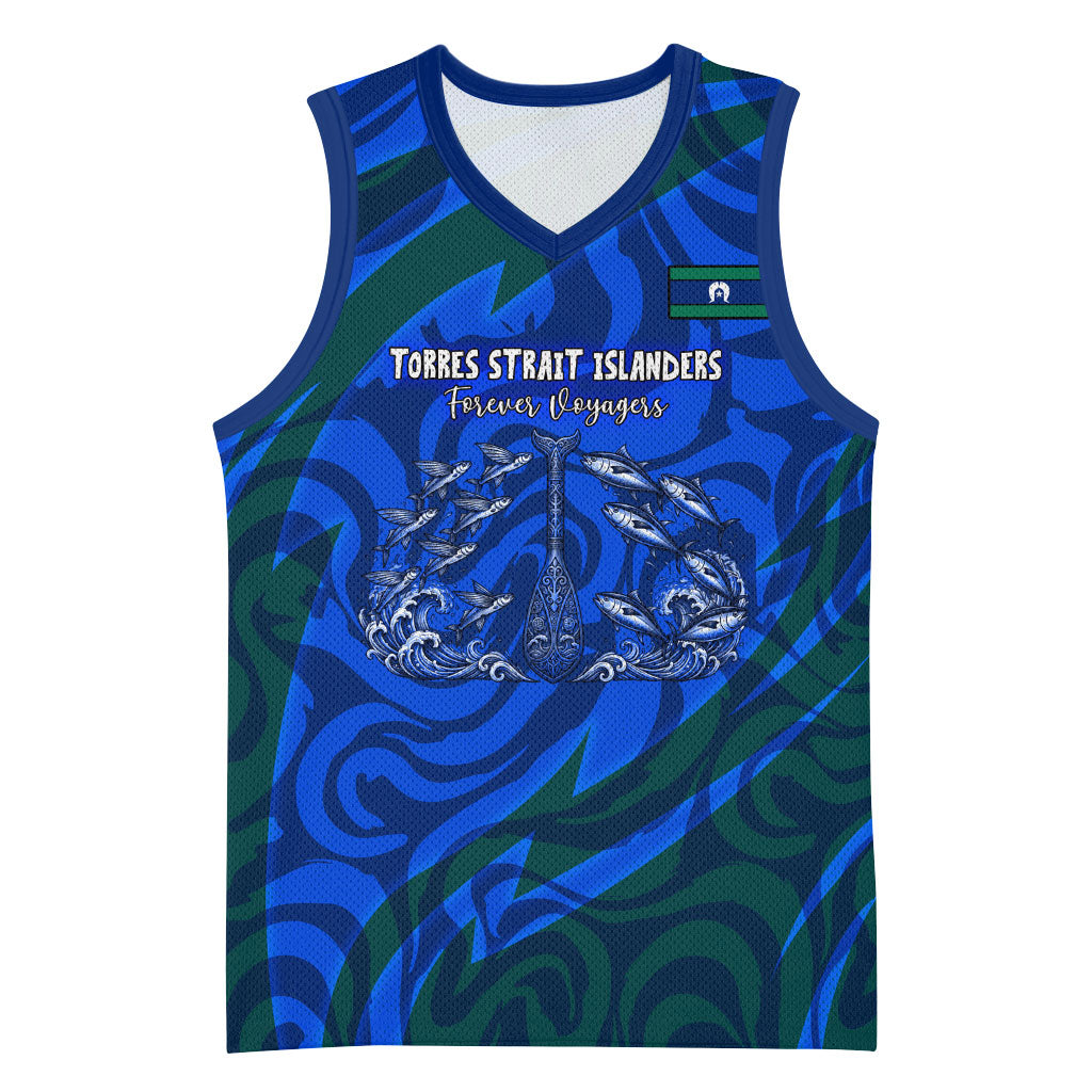 Torres Strait Islanders Forever Voyagers Basketball Jersey Indigenous Australian Tribal Canoe Art