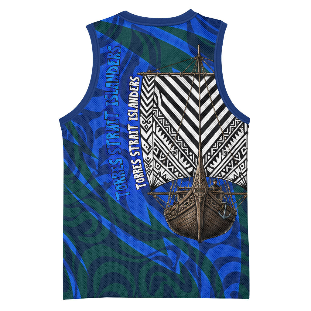 Torres Strait Islanders Forever Voyagers Basketball Jersey Indigenous Australian Tribal Canoe Art