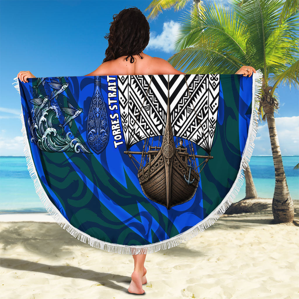 Torres Strait Islanders Forever Voyagers Beach Blanket Indigenous Australian Tribal Canoe Art
