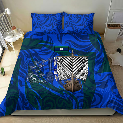 Torres Strait Islanders Forever Voyagers Bedding Set Indigenous Australian Tribal Canoe Art