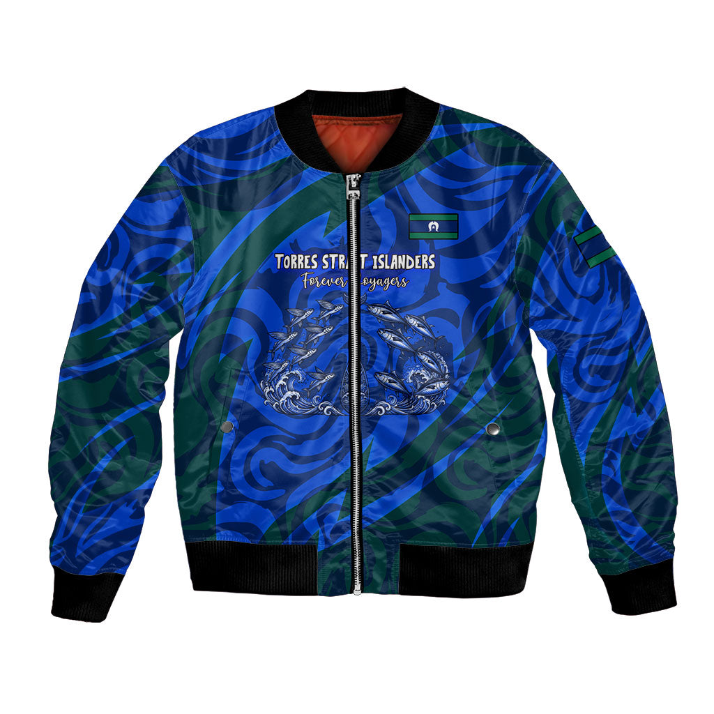 Torres Strait Islanders Forever Voyagers Bomber Jacket Indigenous Australian Tribal Canoe Art