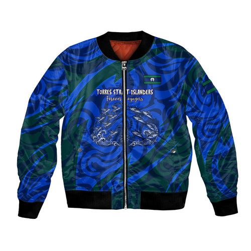 Torres Strait Islanders Forever Voyagers Bomber Jacket Indigenous Australian Tribal Canoe Art