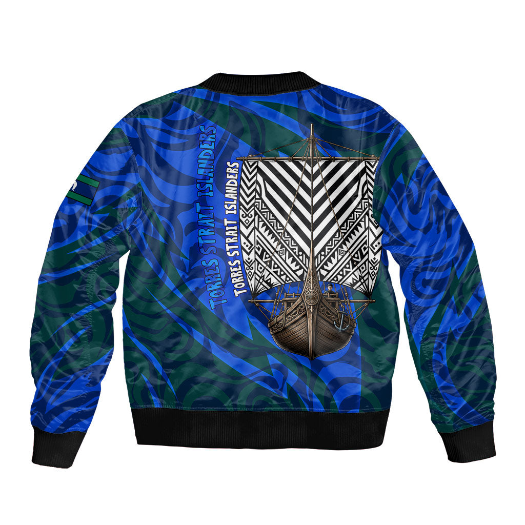 Torres Strait Islanders Forever Voyagers Bomber Jacket Indigenous Australian Tribal Canoe Art