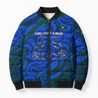 Torres Strait Islanders Forever Voyagers Bomber Puffer Jacket Indigenous Australian Tribal Canoe Art