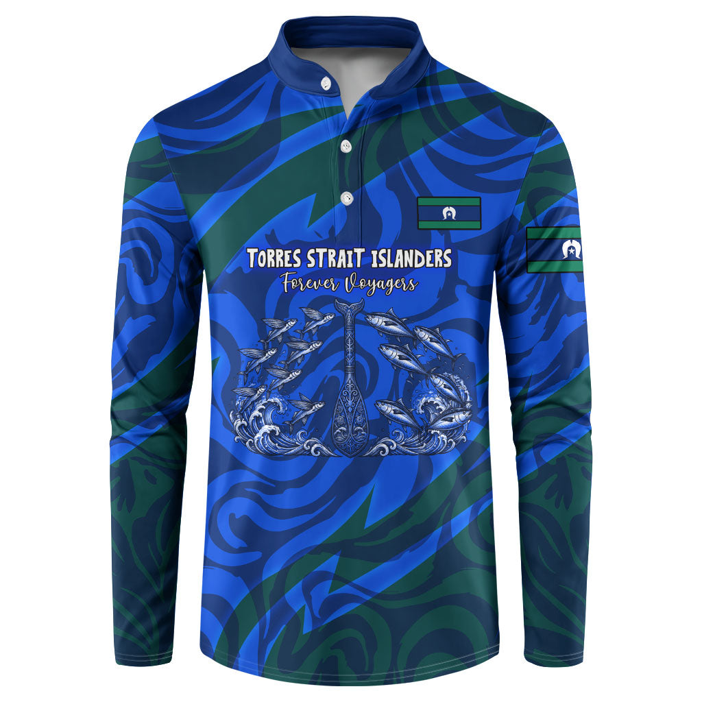 Torres Strait Islanders Forever Voyagers Button Sweatshirt Indigenous Australian Tribal Canoe Art