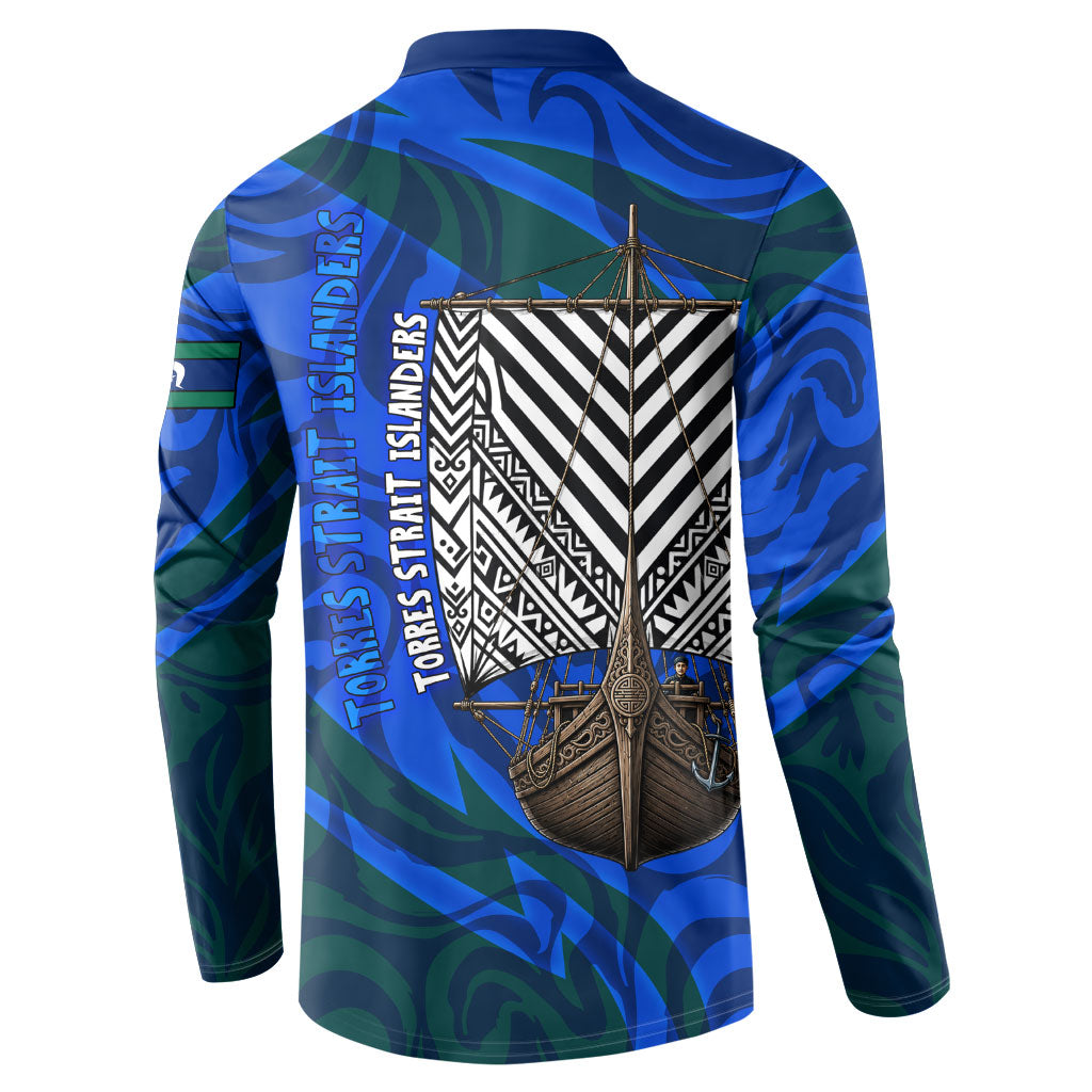 Torres Strait Islanders Forever Voyagers Button Sweatshirt Indigenous Australian Tribal Canoe Art