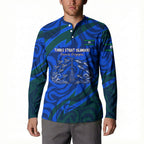 Torres Strait Islanders Forever Voyagers Button Sweatshirt Indigenous Australian Tribal Canoe Art