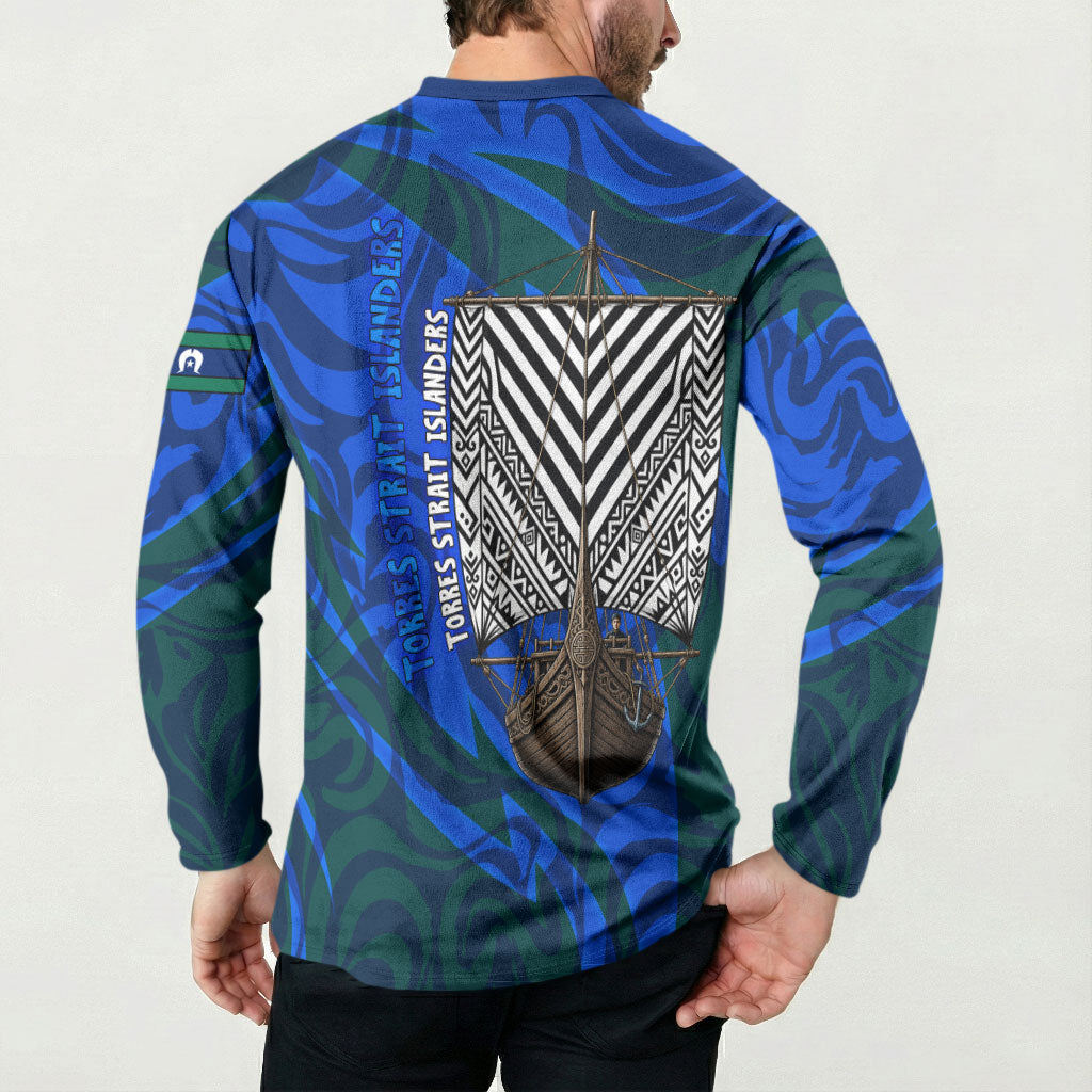 Torres Strait Islanders Forever Voyagers Button Sweatshirt Indigenous Australian Tribal Canoe Art