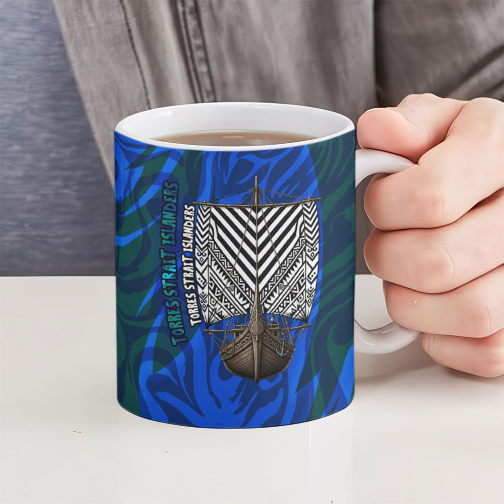 Torres Strait Islanders Forever Voyagers Ceramic Mug Indigenous Australian Tribal Canoe Art