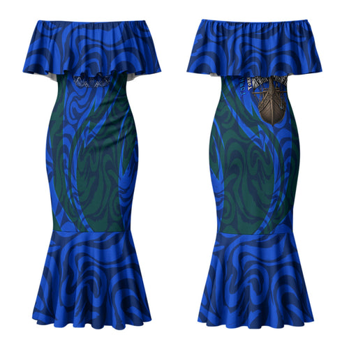 Torres Strait Islanders Forever Voyagers Couples Matching Mermaid Dress and Hawaiian Shirt Indigenous Australian Tribal Canoe Art