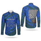 Torres Strait Islanders Forever Voyagers Couples Matching Off The Shoulder Long Sleeve Dress and Long Sleeve Button Shirt Indigenous Australian Tribal Canoe Art