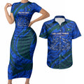 Torres Strait Islanders Forever Voyagers Couples Matching Short Sleeve Bodycon Dress and Hawaiian Shirt Indigenous Australian Tribal Canoe Art