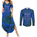 Torres Strait Islanders Forever Voyagers Couples Matching Summer Maxi Dress and Long Sleeve Button Shirt Indigenous Australian Tribal Canoe Art