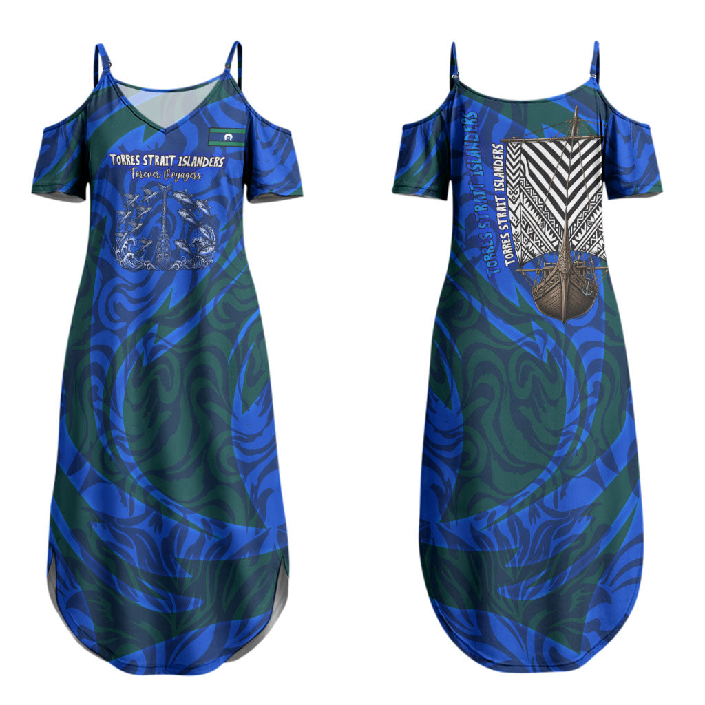 Torres Strait Islanders Forever Voyagers Couples Matching Summer Maxi Dress and Long Sleeve Button Shirt Indigenous Australian Tribal Canoe Art