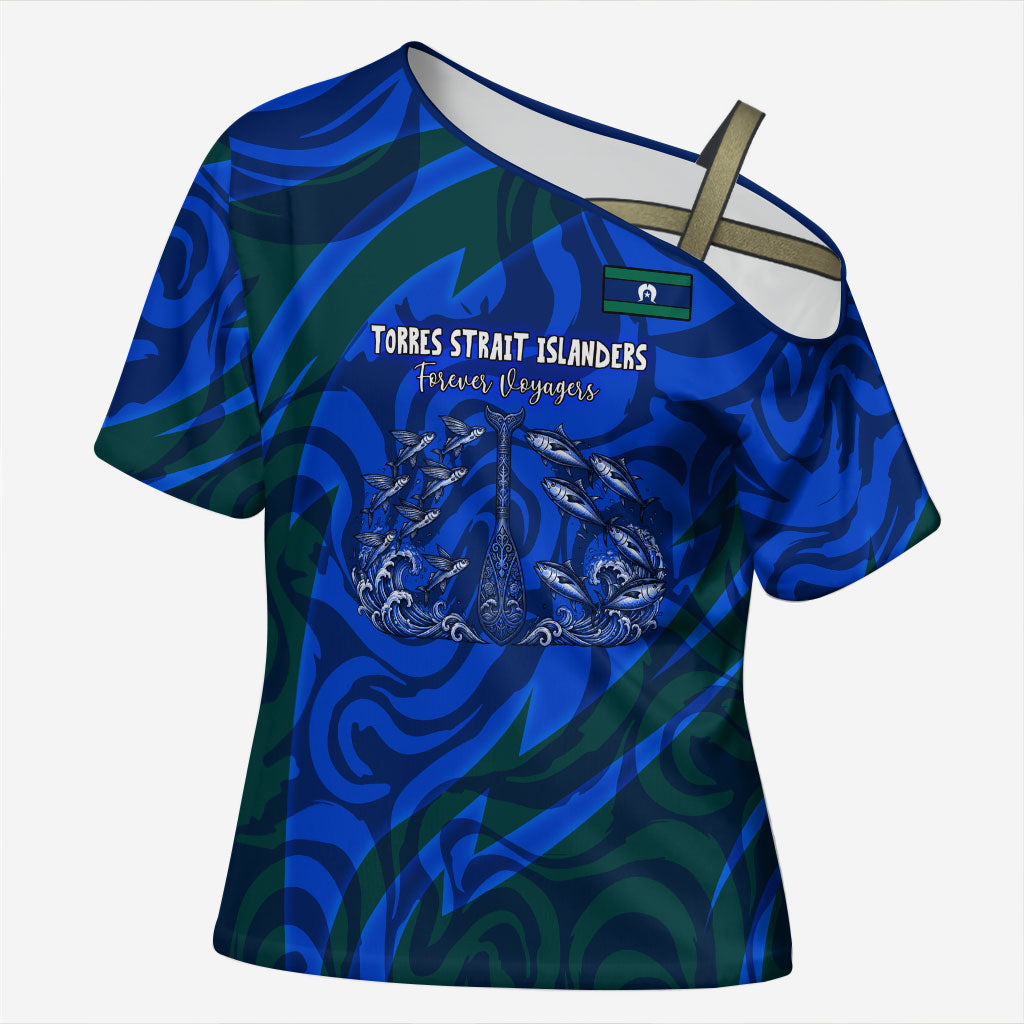 Torres Strait Islanders Forever Voyagers Cross Shoulder Shirt Indigenous Australian Tribal Canoe Art