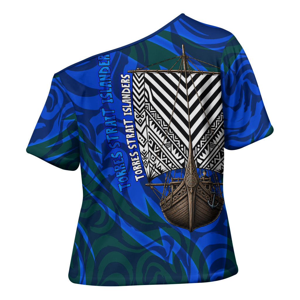 Torres Strait Islanders Forever Voyagers Cross Shoulder Shirt Indigenous Australian Tribal Canoe Art