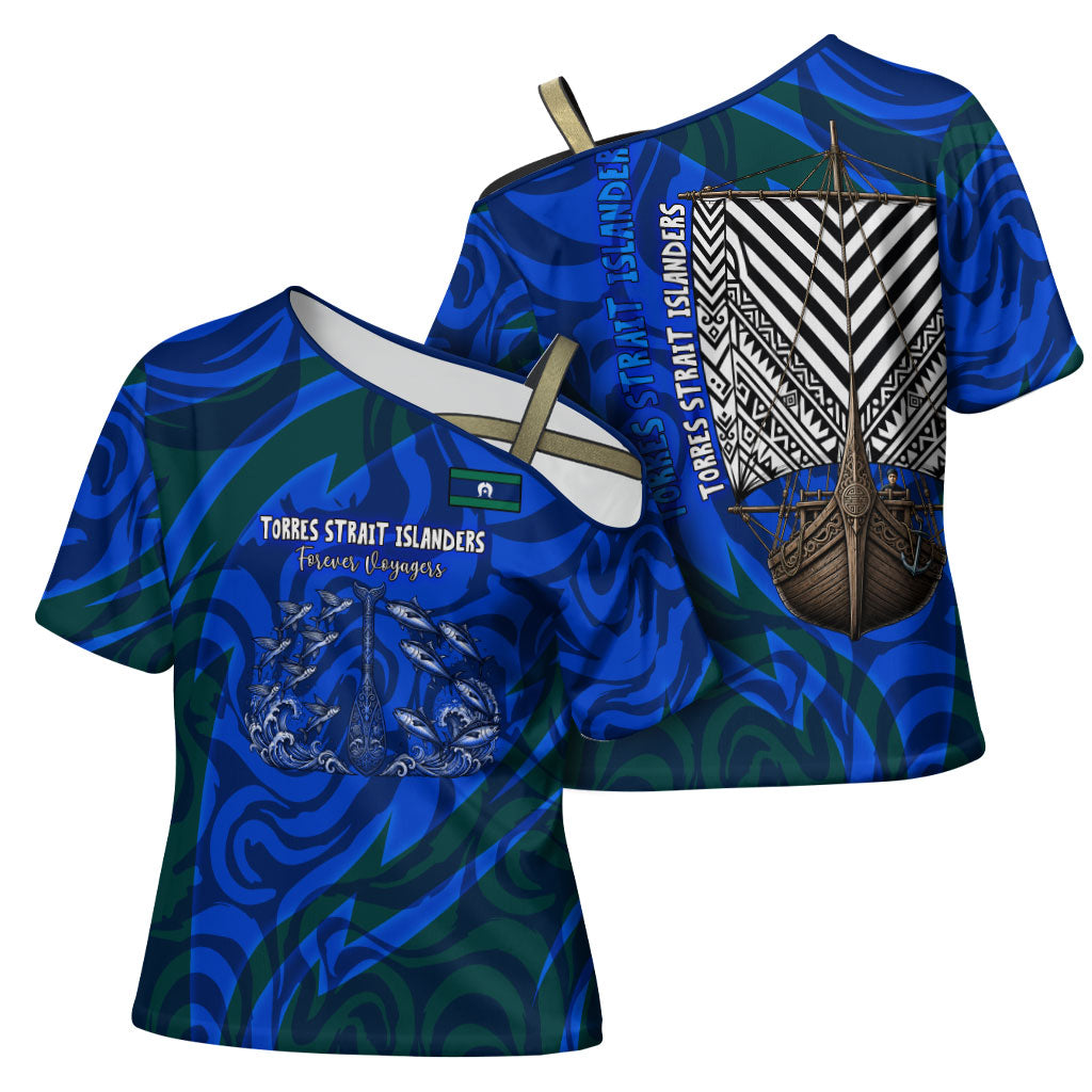 Torres Strait Islanders Forever Voyagers Cross Shoulder Shirt Indigenous Australian Tribal Canoe Art