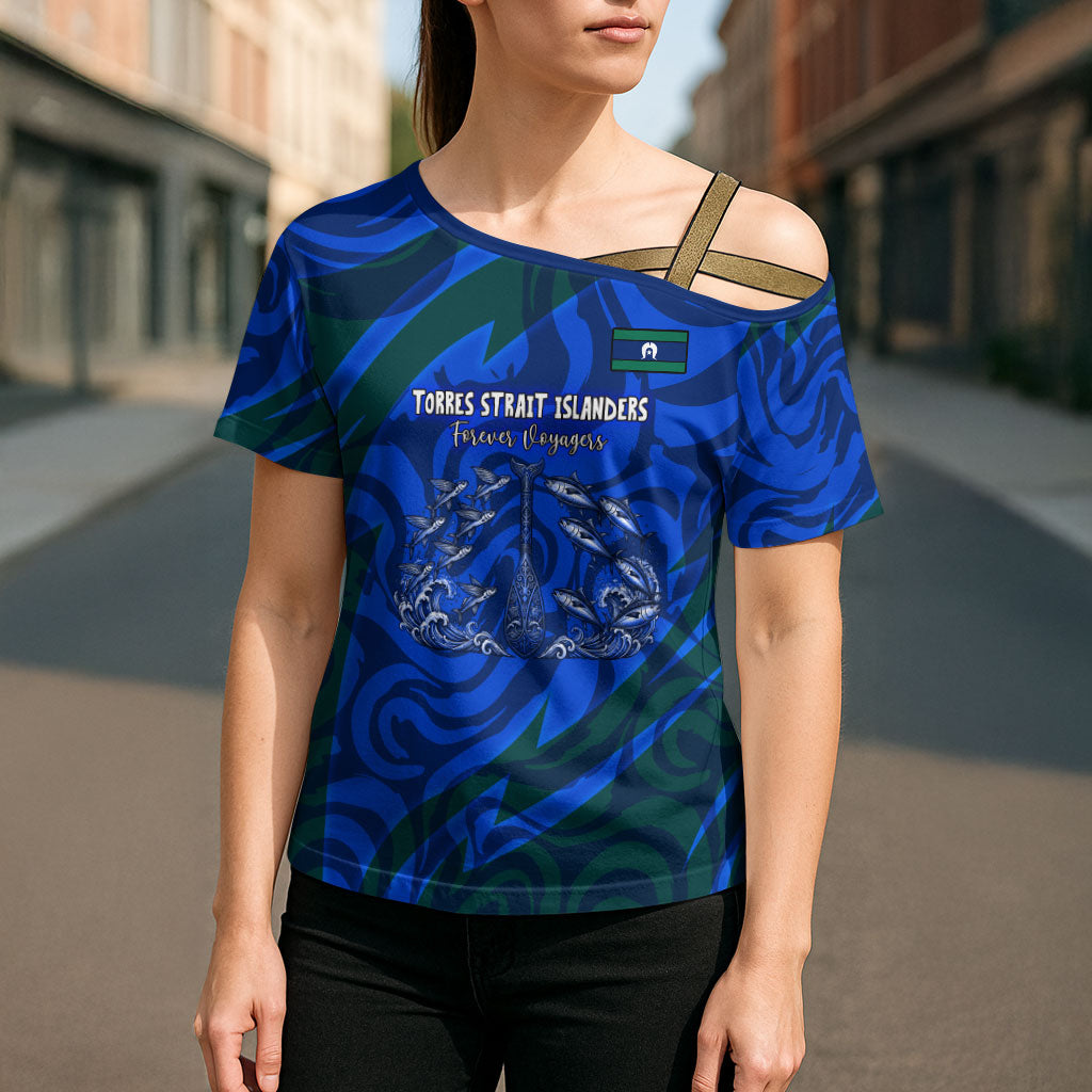 Torres Strait Islanders Forever Voyagers Cross Shoulder Shirt Indigenous Australian Tribal Canoe Art