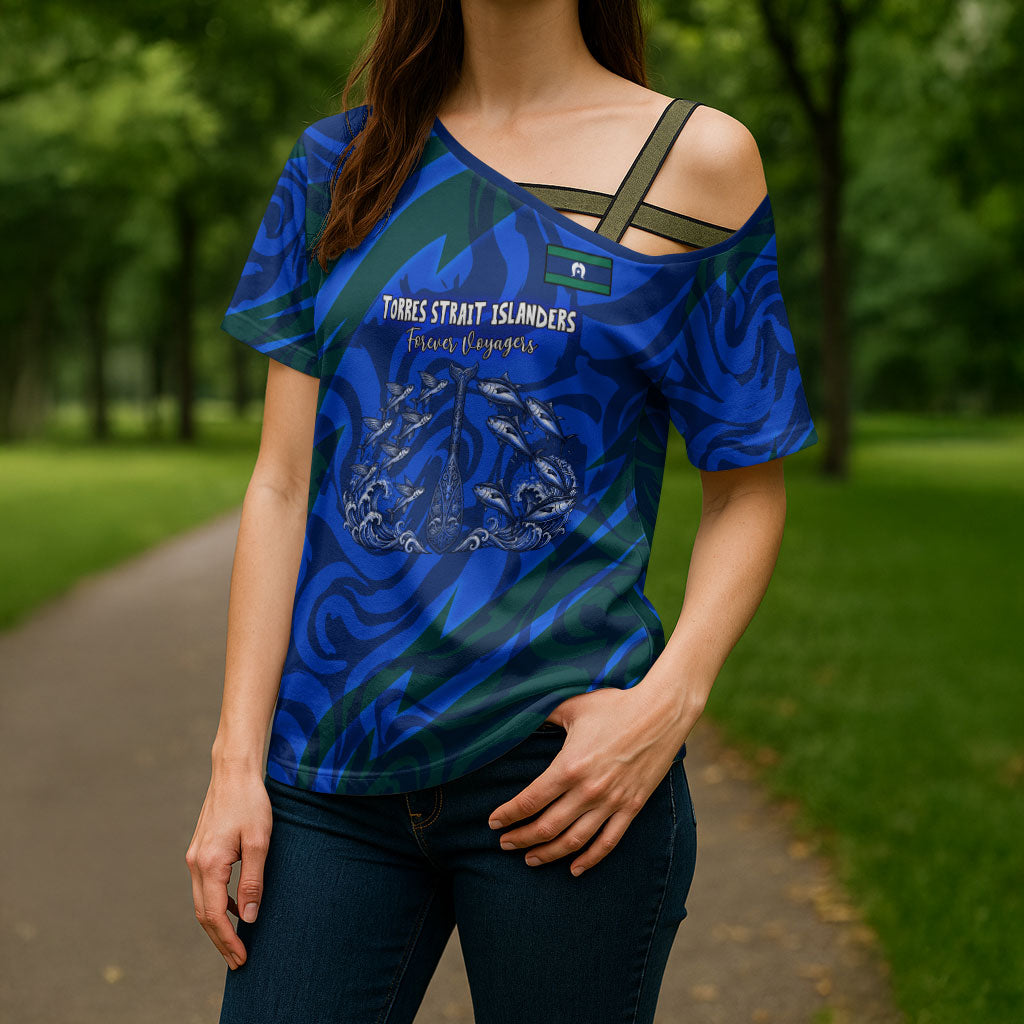 Torres Strait Islanders Forever Voyagers Cross Shoulder Shirt Indigenous Australian Tribal Canoe Art