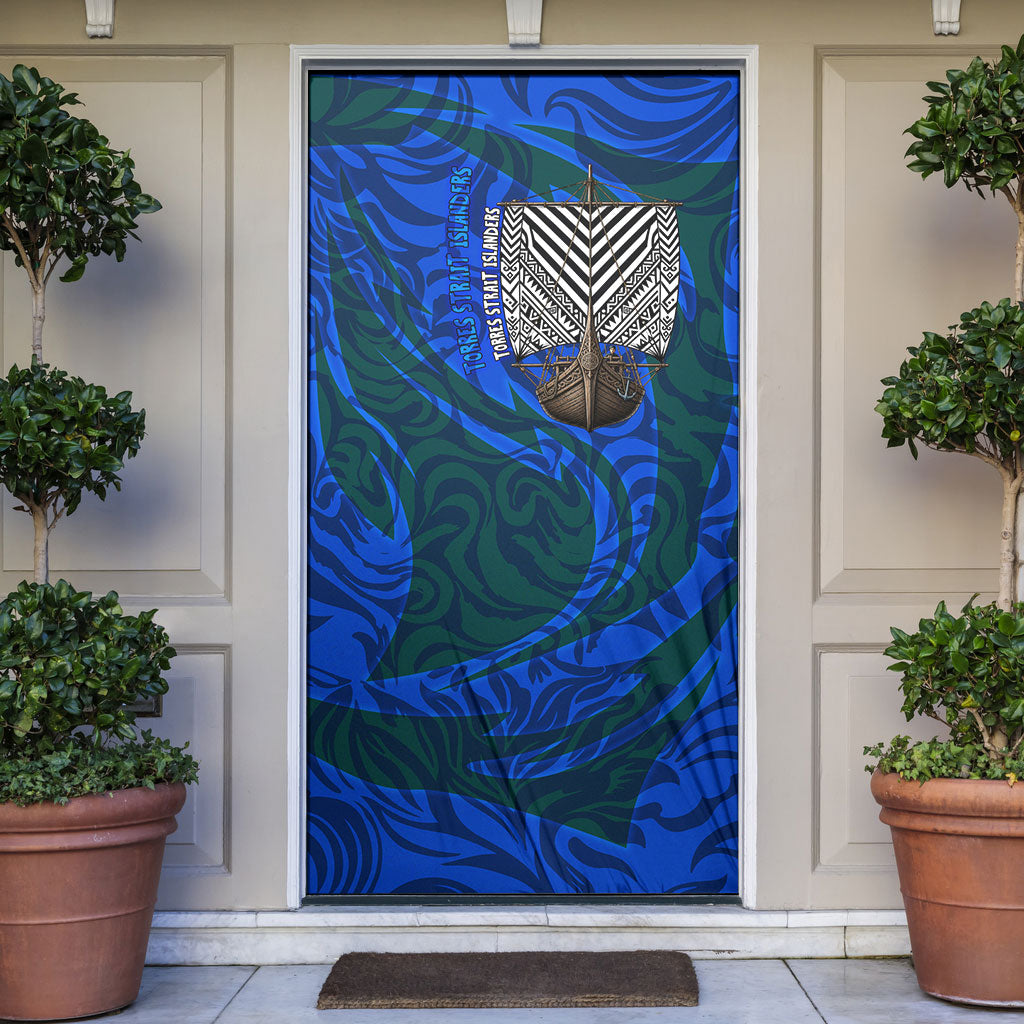 Torres Strait Islanders Forever Voyagers Door Cover Indigenous Australian Tribal Canoe Art