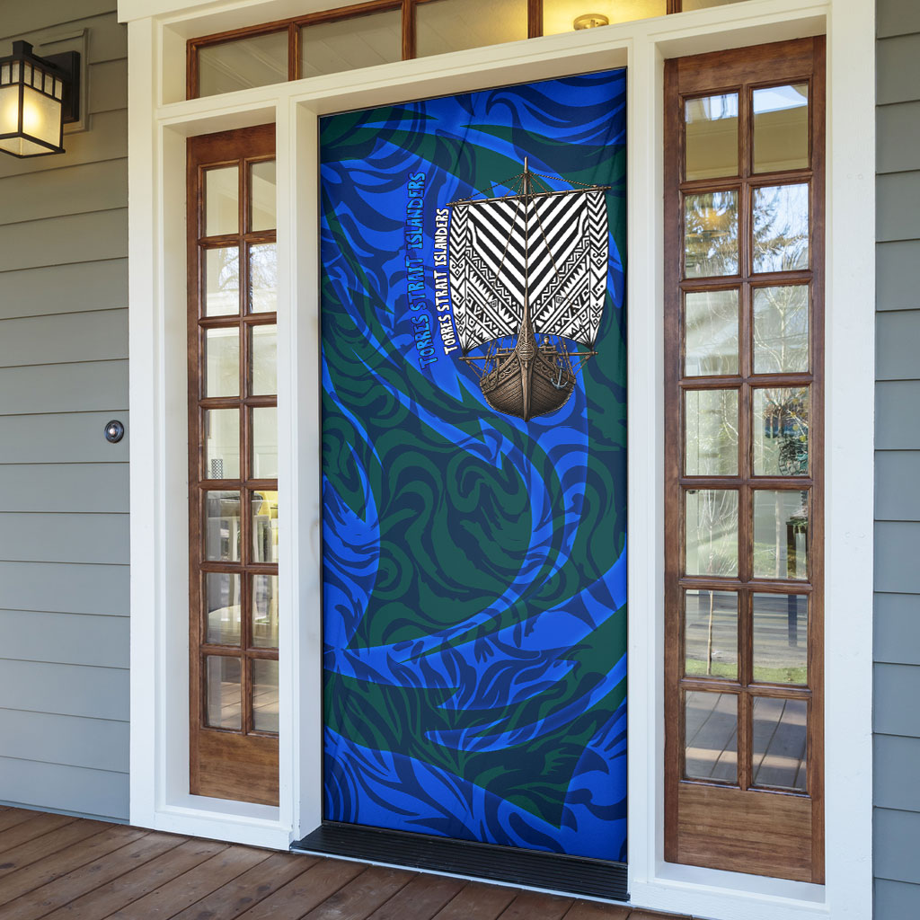 Torres Strait Islanders Forever Voyagers Door Cover Indigenous Australian Tribal Canoe Art