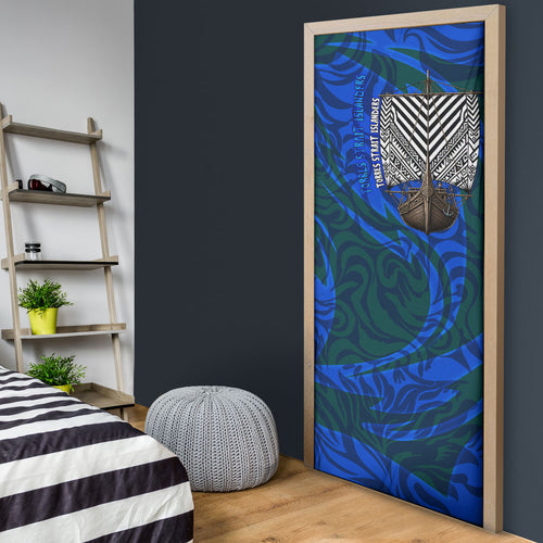 Torres Strait Islanders Forever Voyagers Door Cover Indigenous Australian Tribal Canoe Art