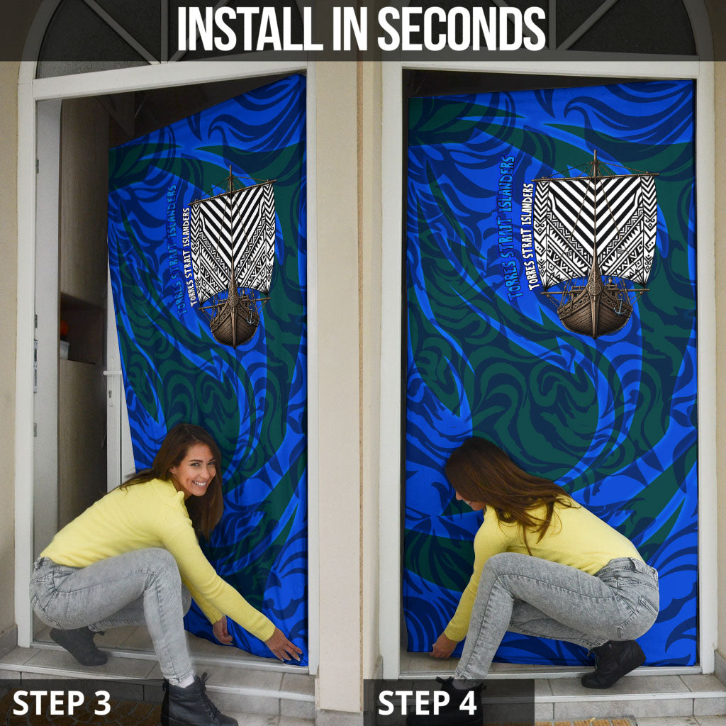 Torres Strait Islanders Forever Voyagers Door Cover Indigenous Australian Tribal Canoe Art