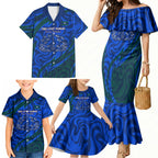 Torres Strait Islanders Forever Voyagers Family Matching Mermaid Dress and Hawaiian Shirt Indigenous Australian Tribal Canoe Art