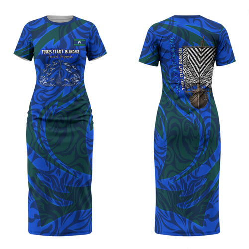 Torres Strait Islanders Forever Voyagers Family Matching Short Sleeve Bodycon Dress and Hawaiian Shirt Indigenous Australian Tribal Canoe Art