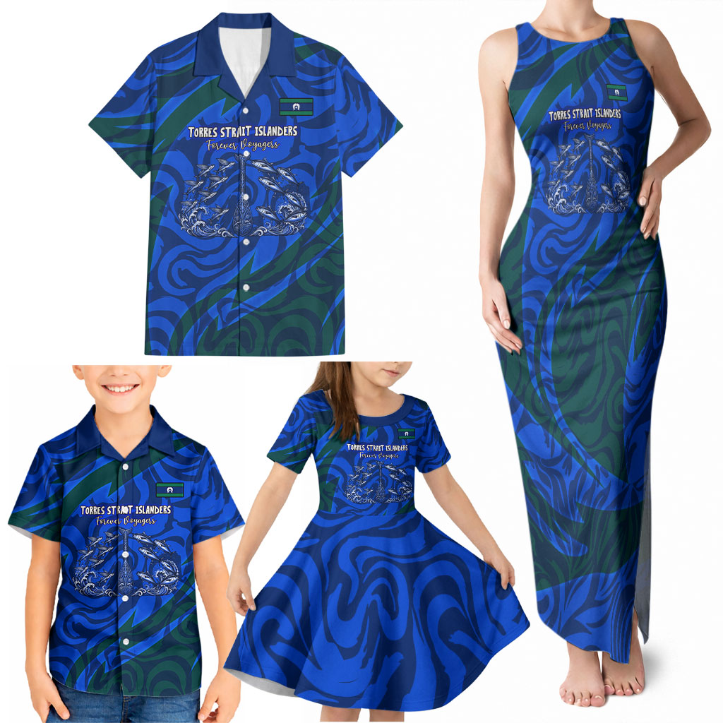 Torres Strait Islanders Forever Voyagers Family Matching Tank Maxi Dress and Hawaiian Shirt Indigenous Australian Tribal Canoe Art
